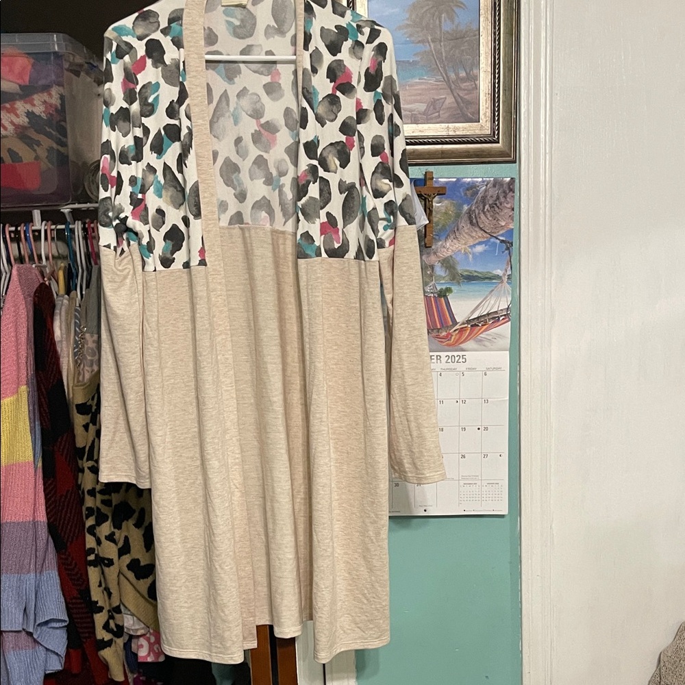 Lovely Melody Beige Cardigan with Colorful Pattern
